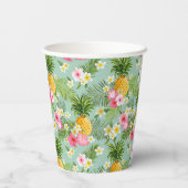 Gobelets En Papier Fleurs tropicales et ananas (Verso)
