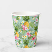 Gobelets En Papier Fleurs tropicales et ananas (Recto)