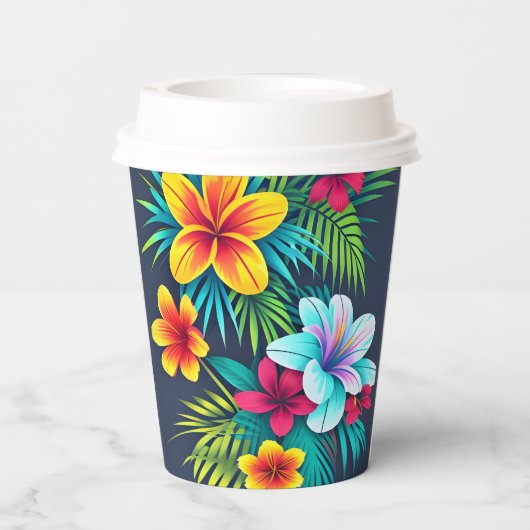 Gobelets En Papier Fleurs tropicales exotiques (Verso)