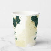 Gobelets En Papier fleurs vert émeraude et feuilles or (Droite)