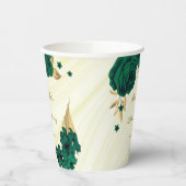 Gobelets En Papier fleurs vert émeraude feuilles dorées marbre (Gauche)