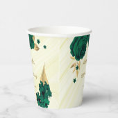 Gobelets En Papier fleurs vert émeraude feuilles dorées marbre (Droite)