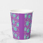 Gobelets En Papier Fleurs vertes sur design pourpre (Droite)