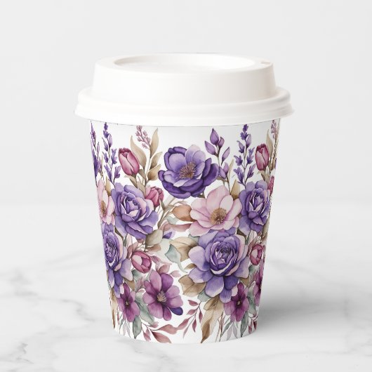 Gobelets En Papier Fleurs violettes (Recto)