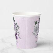 Gobelets En Papier Fleurs violettes blanches romantiques et verdure (Droite)