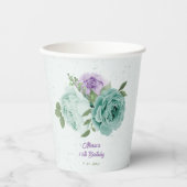 Gobelets En Papier fleurs violettes bleues boho verdure (Recto)