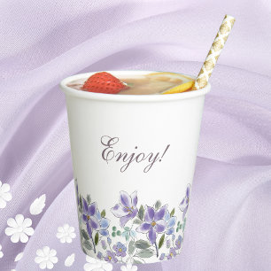 Gobelets En Papier Fleurs violettes Fête des mariées florale Lilac