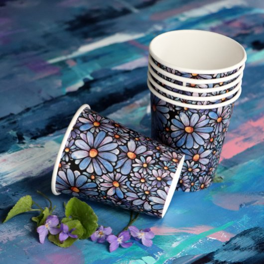 Gobelets En Papier Fleurs violettes Fleurs de printemps Faisées Jardi