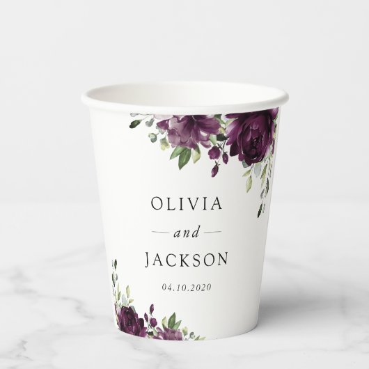 Gobelets En Papier Fleurs violettes, Fleurs de prunes, Boho, Mariage (Verso)