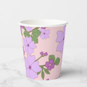 Gobelets En Papier Fleurs Violettes, Modèle Floral, Motif De Fleurs (Recto)