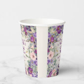 Gobelets En Papier Fleurs violettes rose pâle 90e anniversaire (Droite)