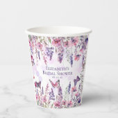 Gobelets En Papier Fleurs violettes roses papillons et fleurs sauvage (Recto)