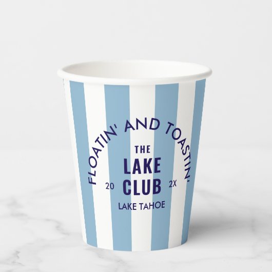 Gobelets En Papier Floatin' Et Toastin' The Lake Club Blue Stripe (Recto)