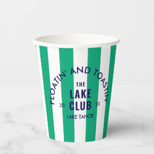 Gobelets En Papier Floatin' Et Toastin' The Lake Club Green Stripe