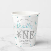 Gobelets En Papier Flocon de neige Hiver 1er anniversaire (Recto)