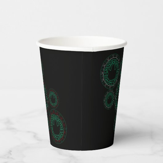 Gobelets En Papier flocon de neige vert et rouge Xmas (Droite)