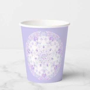 Gobelets En Papier flocon de neige violet clair et coeur étincelant