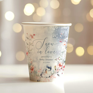 Gobelets En Papier Flocons de neige d'hiver Snow in Love douche de ma