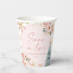 Gobelets En Papier Flocons de neige roses pour une douche de mariage 