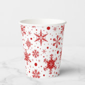 Gobelets En Papier Flocons de neige rouges (Verso)
