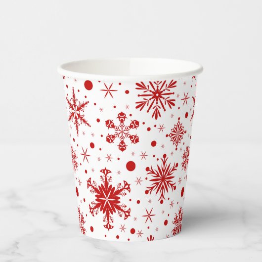 Gobelets En Papier Flocons de neige rouges (Gauche)