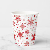 Gobelets En Papier Flocons de neige rouges (Recto)
