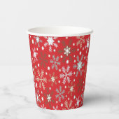 Gobelets En Papier Flocons Rouges  (Verso)