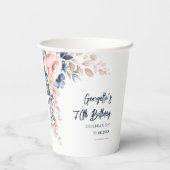Gobelets En Papier Floral 70e anniversaire de fête Script botanique (Verso)