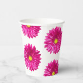 Gobelets en papier floral à marguerite rose vif (Droite)