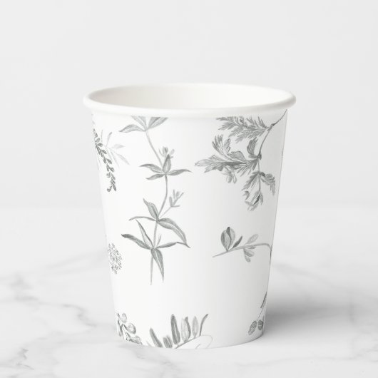 Gobelets En Papier Floral Black and White Botanical Line Art Cup (Verso)