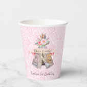 Gobelets En Papier Floral Boho Tribal Teepee Wild Un 1er anniversaire (Recto)