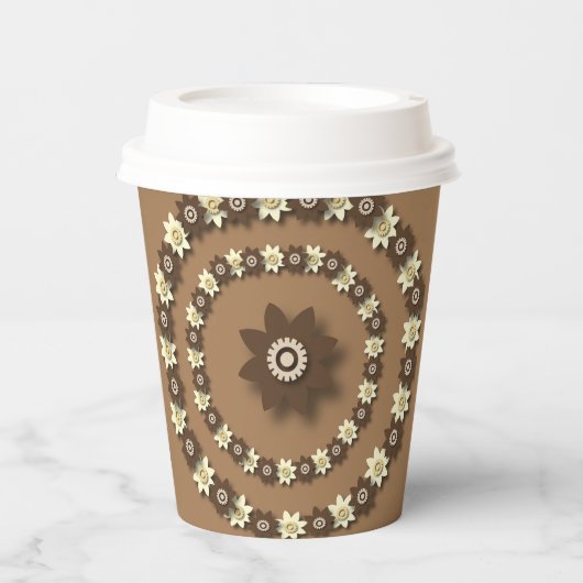 Gobelets En Papier Floral Brown et crème (Recto)