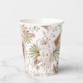 Gobelets En Papier Floral et plumes de Bohème (Gauche)