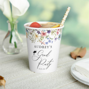 Gobelets En Papier Floral Fleur sauvage moderne Grad Party