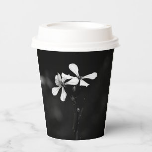 Gobelets En Papier floral noir et blanc minimal