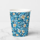 Gobelets En Papier Floral orange bleu rustique (Verso)
