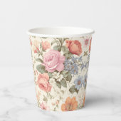 Gobelets en papier floral orange rose (Verso)