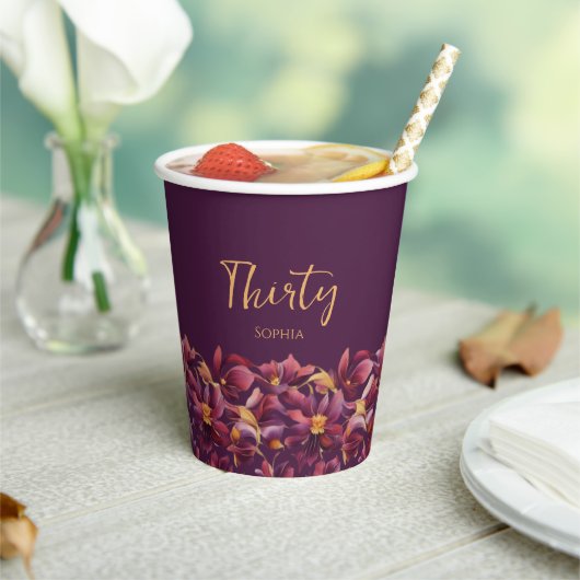 Gobelets En Papier Floral pourpre- (Insitu)