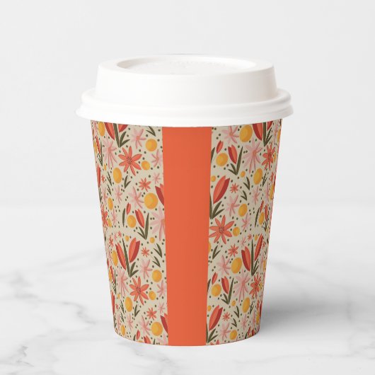 Gobelets En Papier Floral rose et orange délicat (Gauche)