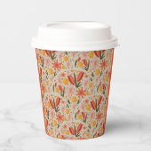 Gobelets En Papier Floral rose et orange délicat (Recto)