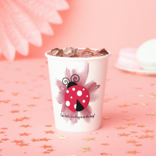 Gobelets En Papier Floral rose mignon Notre petit Baby shower de bug 
