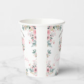 Gobelets En Papier Floral Rose Un Lapin Tourne Un 1Er Anniversaire (Gauche)