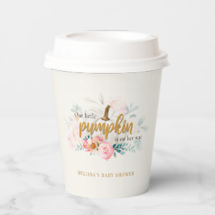 Gobelets En Papier Floral rose Un Petit Baby shower Fille Citrouille
