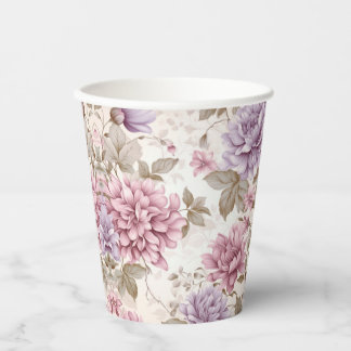 Gobelets en papier floral rose violet