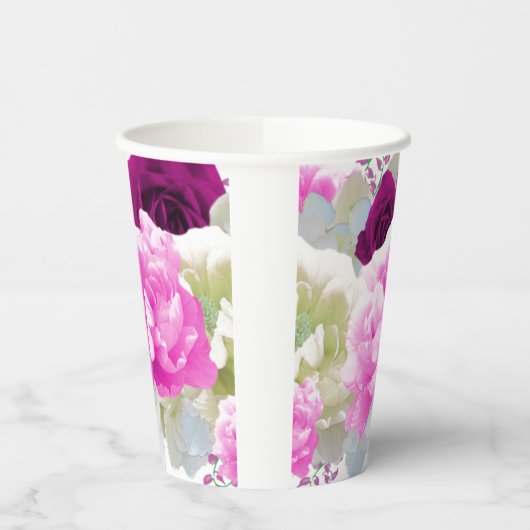 Gobelets en papier floral Roses et Pivoines (Gauche)