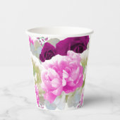 Gobelets en papier floral Roses et Pivoines (Recto)