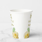 Gobelets En Papier Floral Roses Jaunes 80e fête d'anniversaire (Droite)