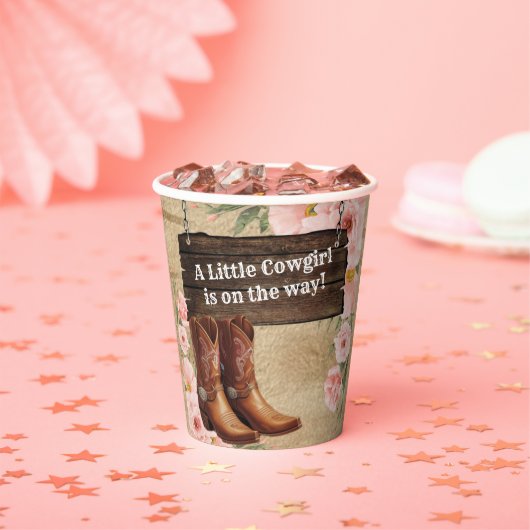 Gobelets En Papier Floral Rustic Boots Baby shower (Insitu)