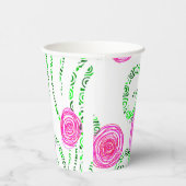 Gobelets En Papier Floral vert et rose (Droite)