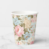 Gobelets en papier floraux bleu rose jaune (Verso)